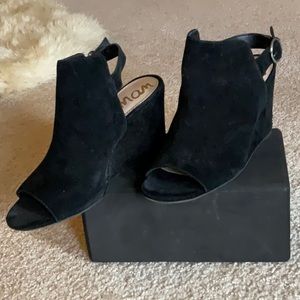 Sam Edelman Wedges velvet suede open toe heel 7.5